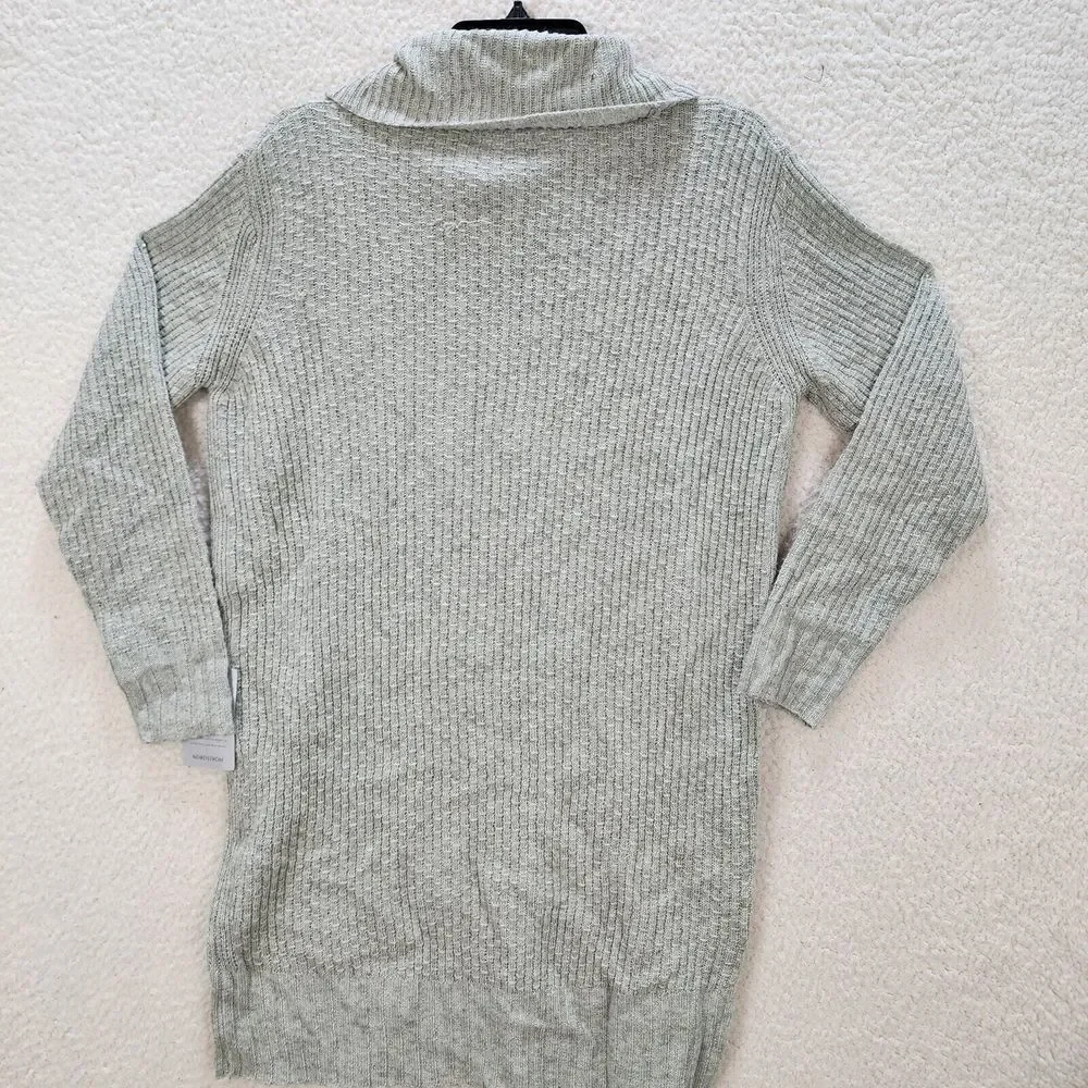LUSH Knit Sweater Dress Women's XS Light Gray Heather Cowl Neck Long Sleeve + - Picture 9 of 11